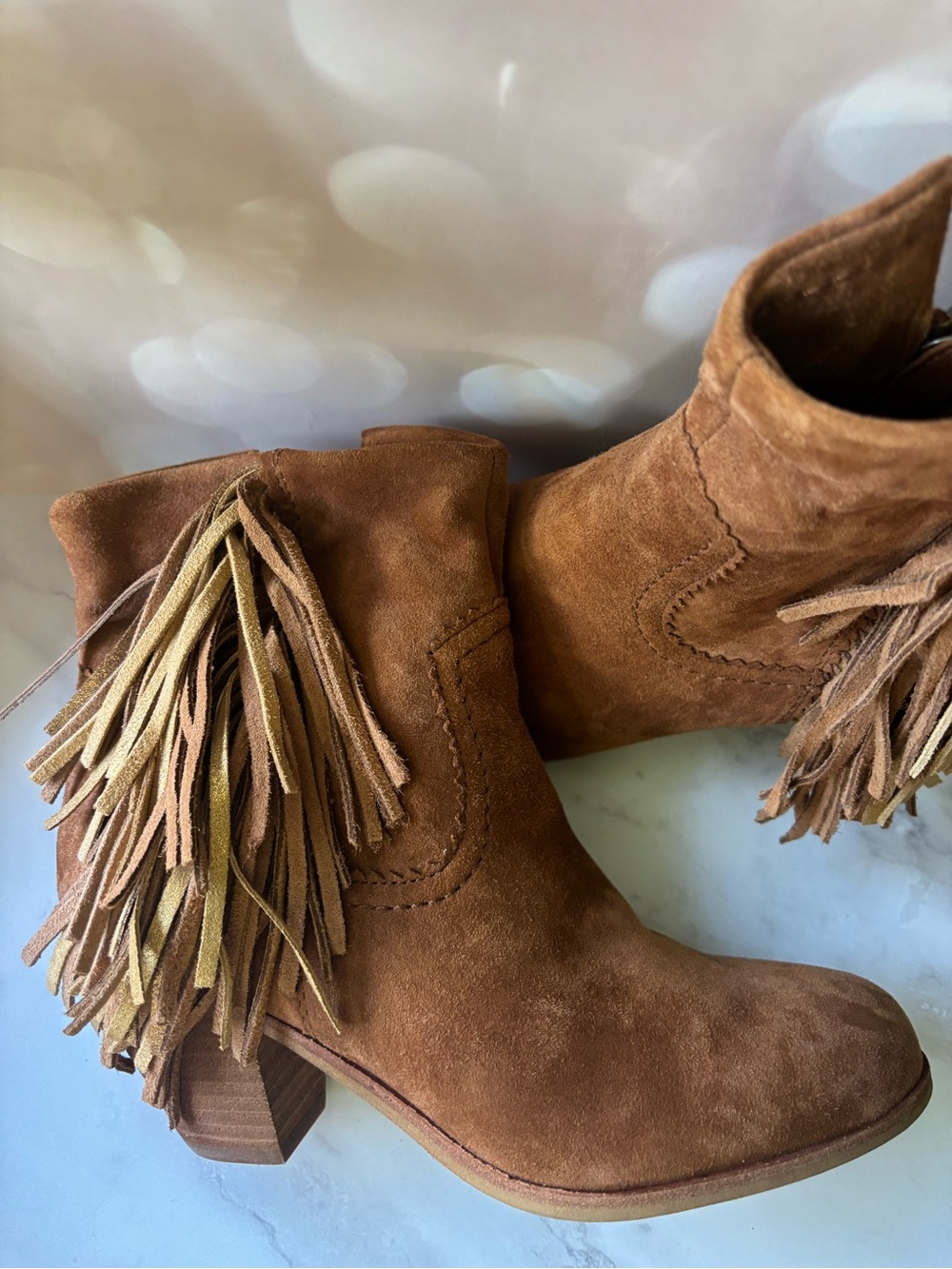 Sam Edelman Fringe Ankle Boots in suede